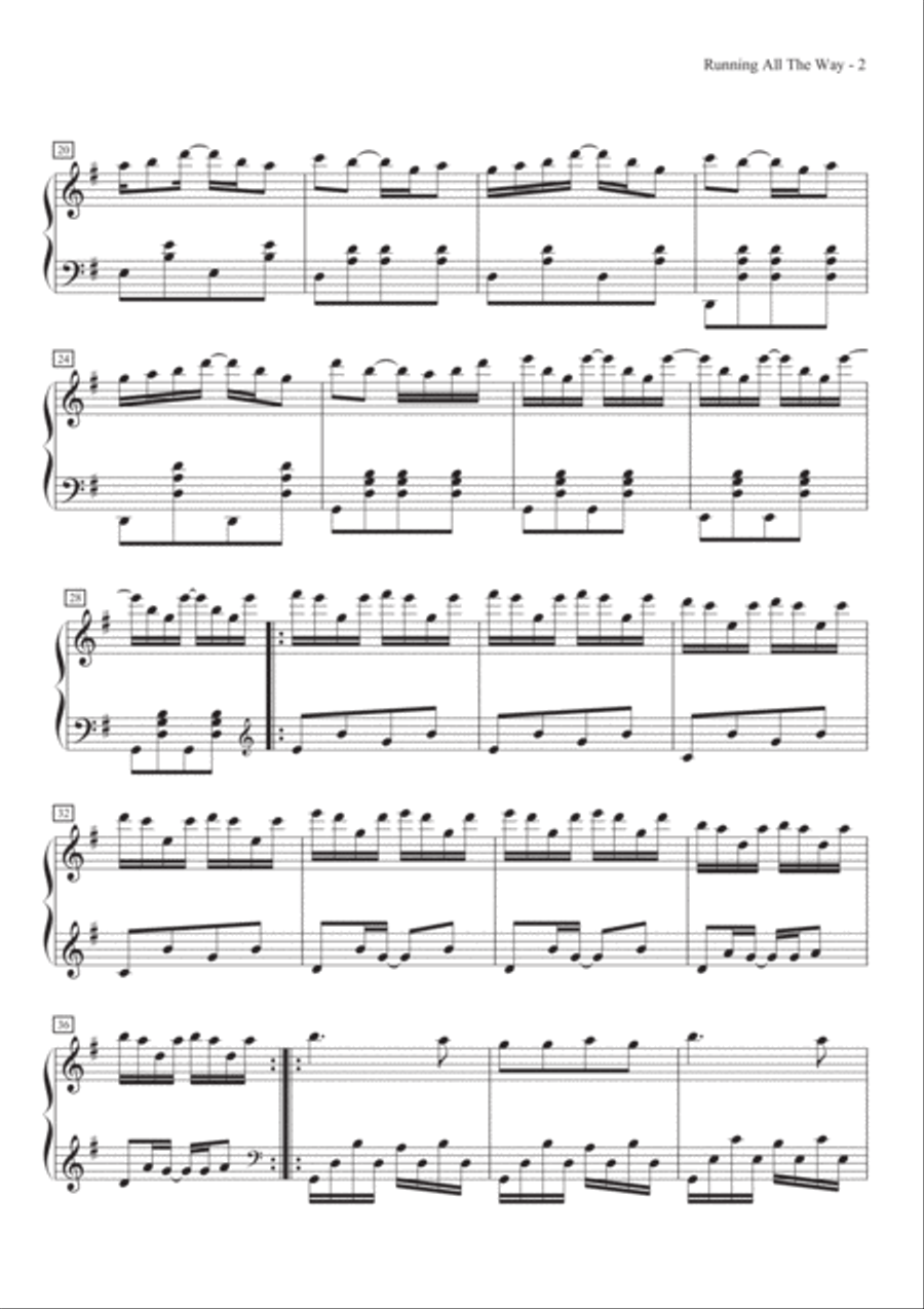 Running All The Way Running All The Way Piano Solo scores gallery preview page 3