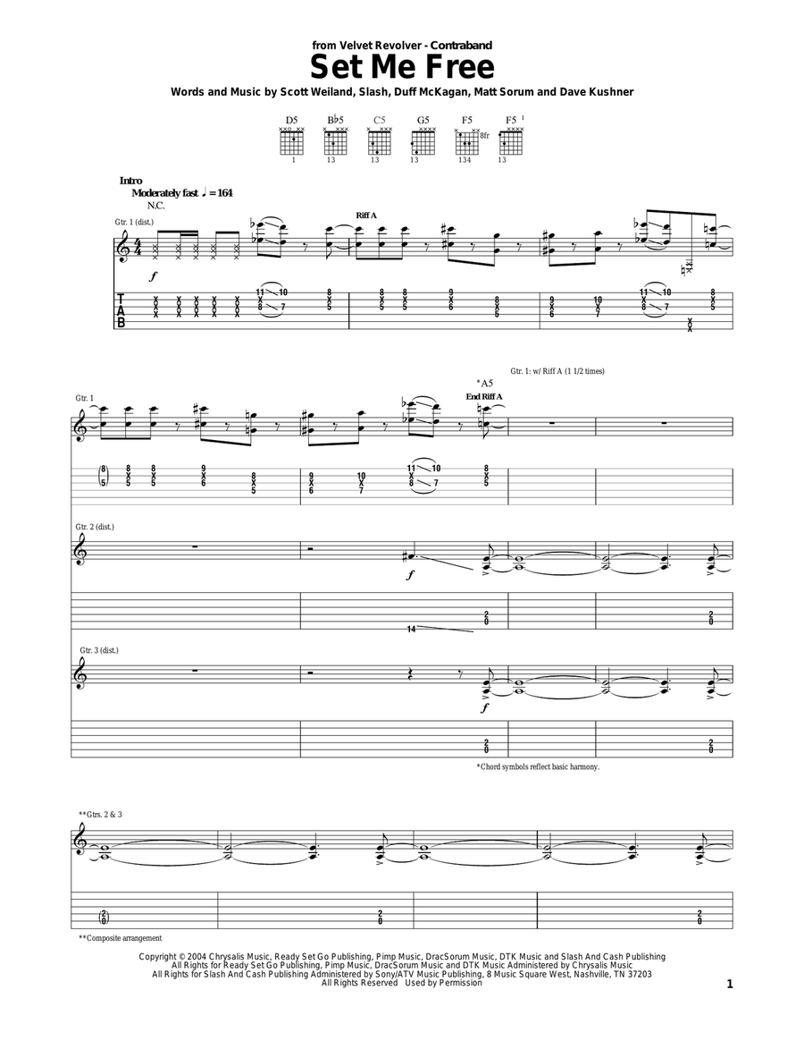 Set Me Free Acoustic Guitar scores gallery preview page 1