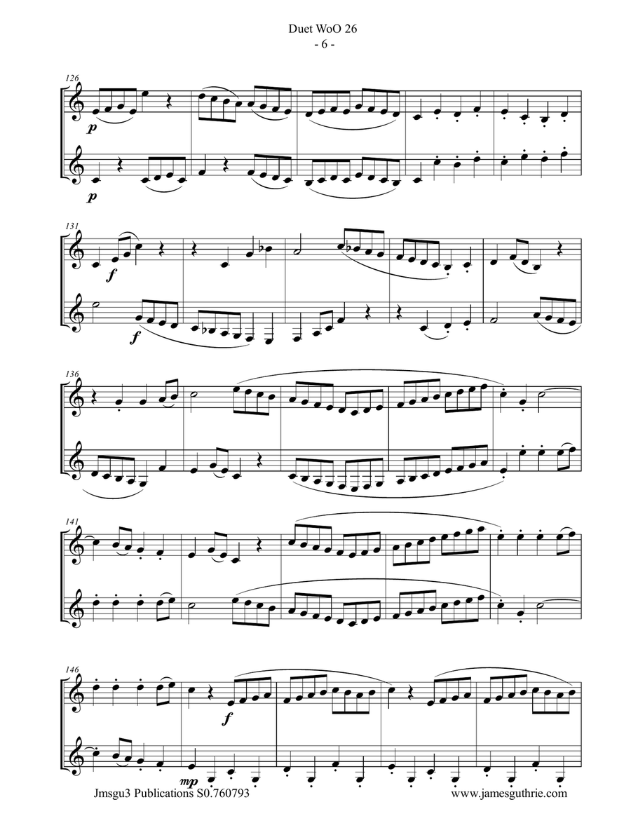 Beethoven: Duet WoO 26 for Clarinet Duo Clarinet Duet scores gallery preview page 6