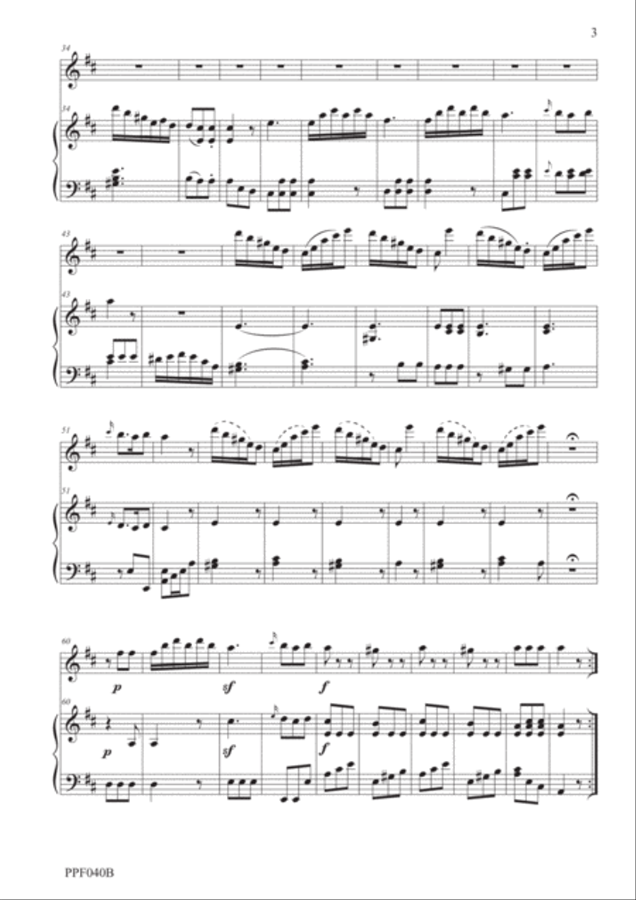 PAISIELLO SONATA IN D MAJOR Opus 23 no. 1 for flute & piano Flute Solo scores gallery preview page 3