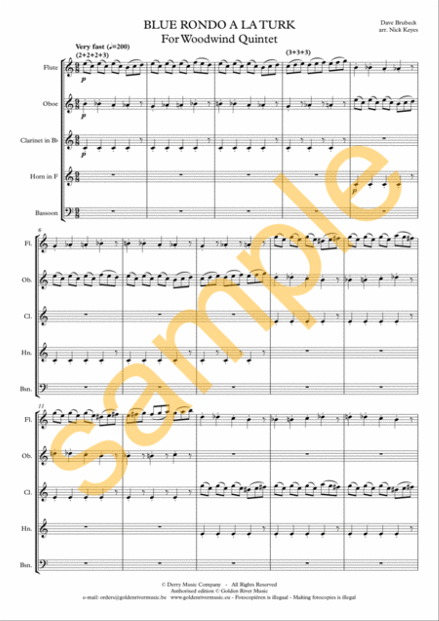 Blue rondo a la Turk Woodwind Quintet scores gallery preview page 2