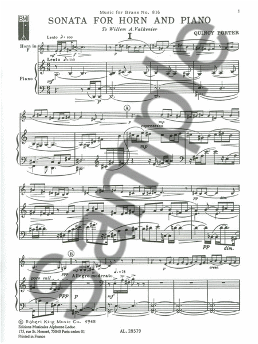 Sonata (horn & Piano) Horn scores gallery preview page 2