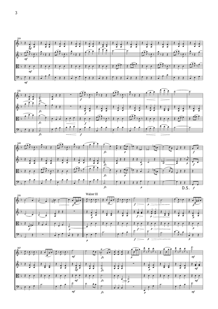J.Strauss Du und Du Waltz from Die Fledermaus, for string quartet, CS108 String Quartet scores gallery preview page 3