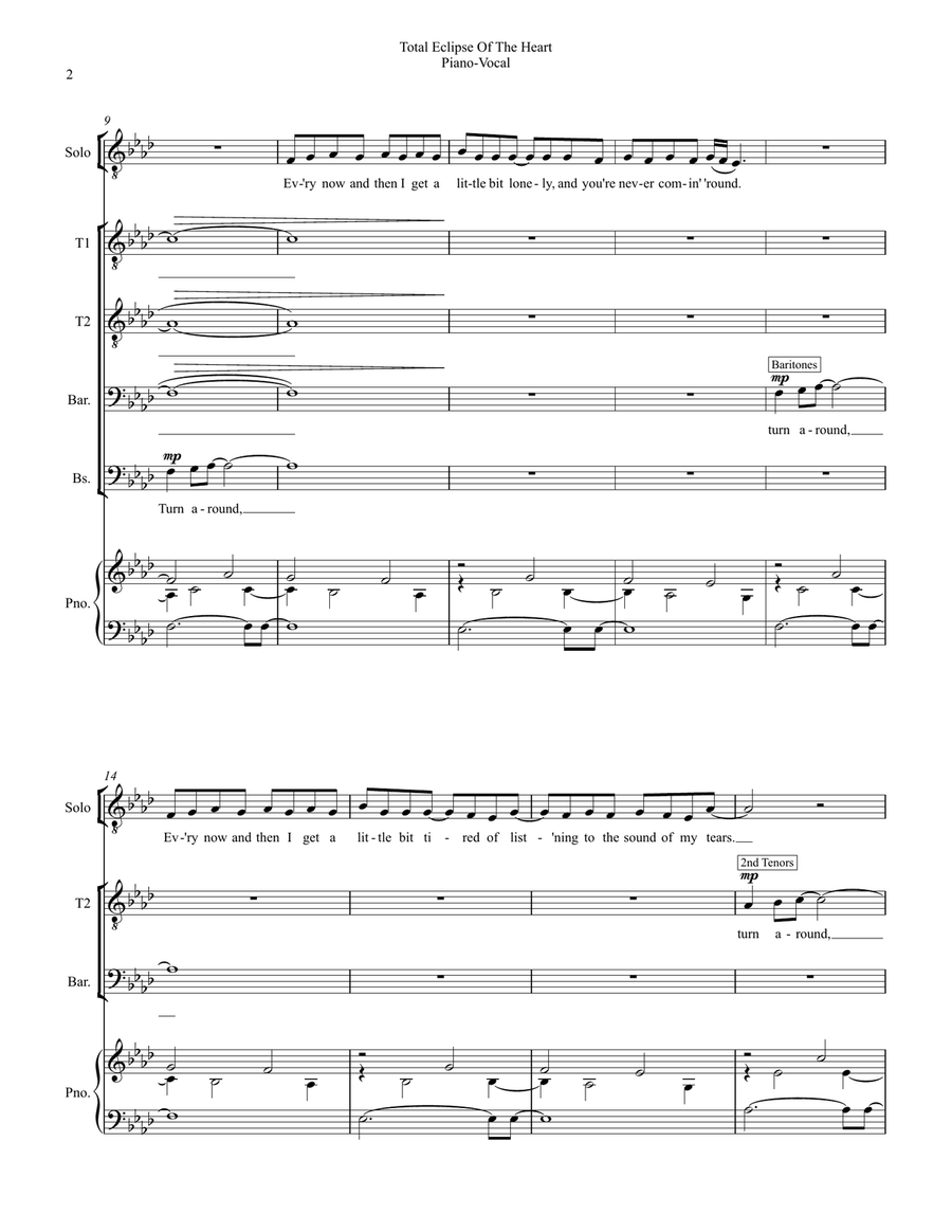Total Eclipse Of The Heart TTBB scores gallery preview page 2