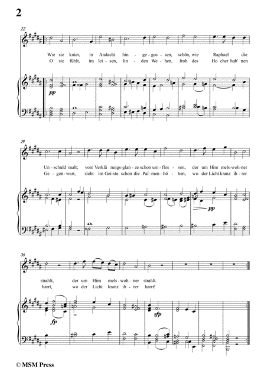 Schubert-Die Betende,in B Major,for Voice&Piano Voice scores gallery preview page 4