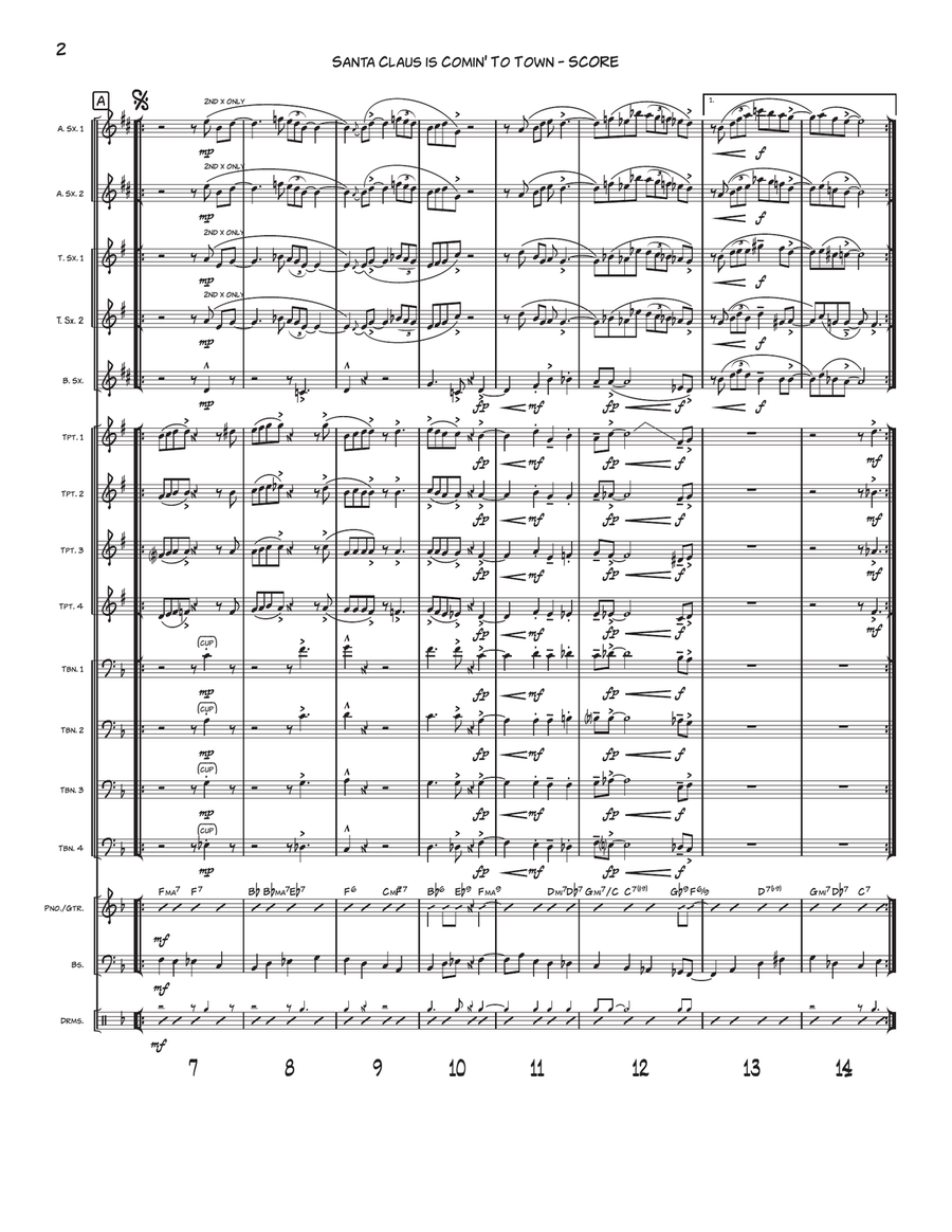 Santa Claus Is Comin' To Town Jazz Ensemble scores gallery preview page 2