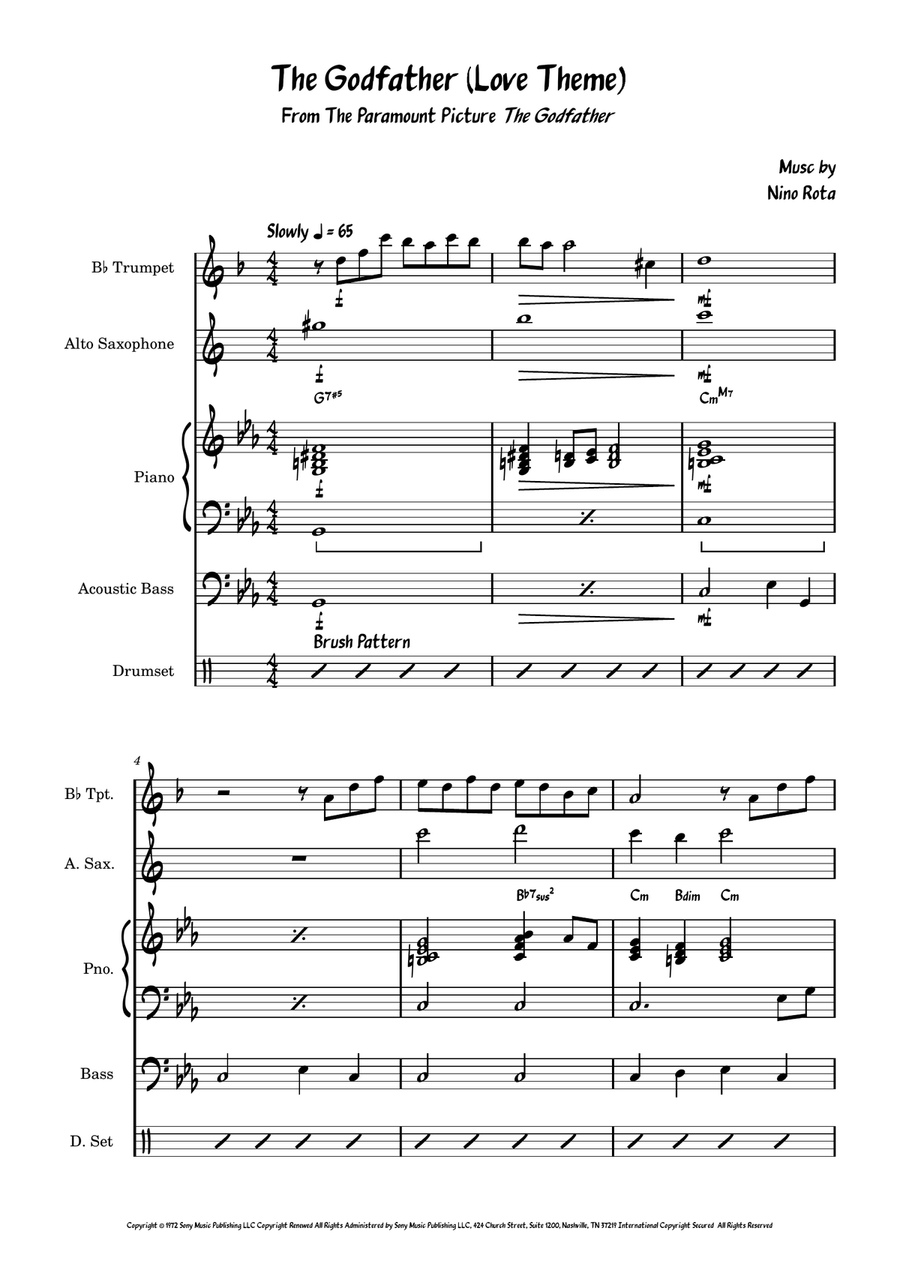 The Godfather (love Theme) Small Ensemble scores gallery preview page 1