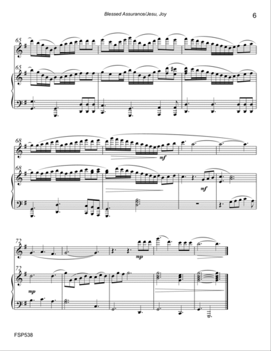 BLESSED ASSURANCE & JESUS JOY OF MAN'S DESIRING - FLUTE SOLO with Piano Accompaniment Flute Solo scores gallery preview page 6