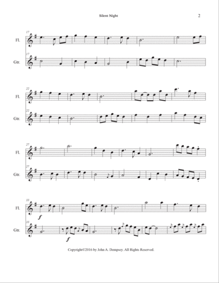 Silent Night (Duet for Flute and Guitar) Flute scores gallery preview page 6