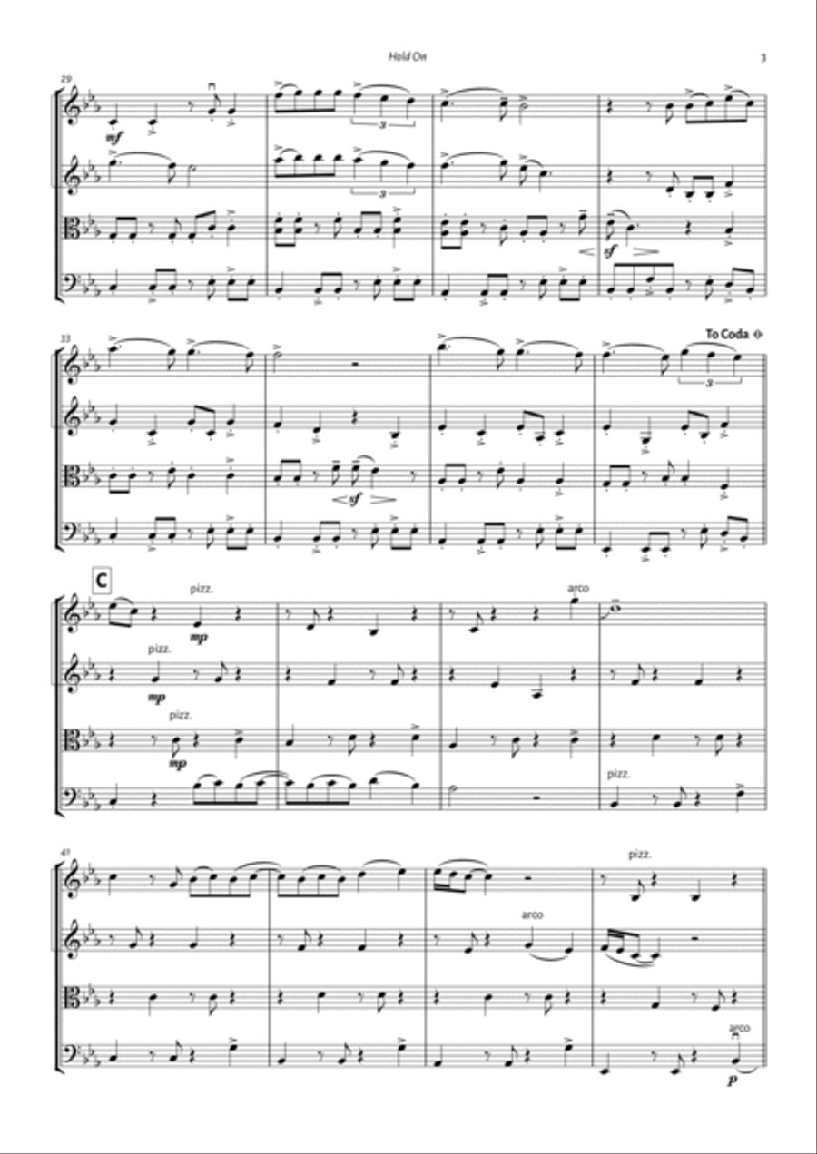 Hold On String Quartet scores gallery preview page 3