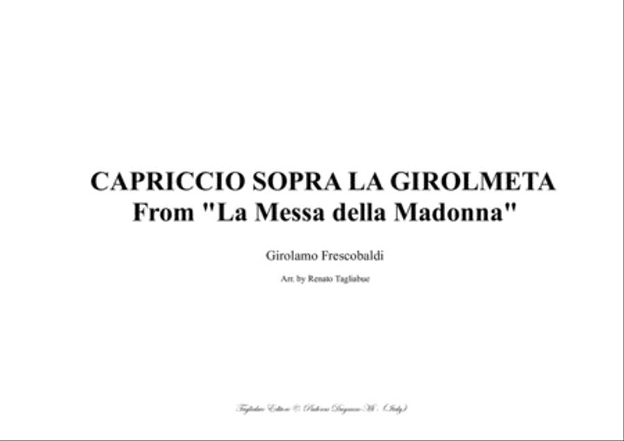 CAPRICCIO SOPRA LA GIROLMETA - Frescobaldi G. - From 