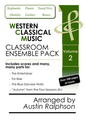 VOLUME 2: Western Classical Music Classroom Ensemble Pack (4 pieces) with backing tracks