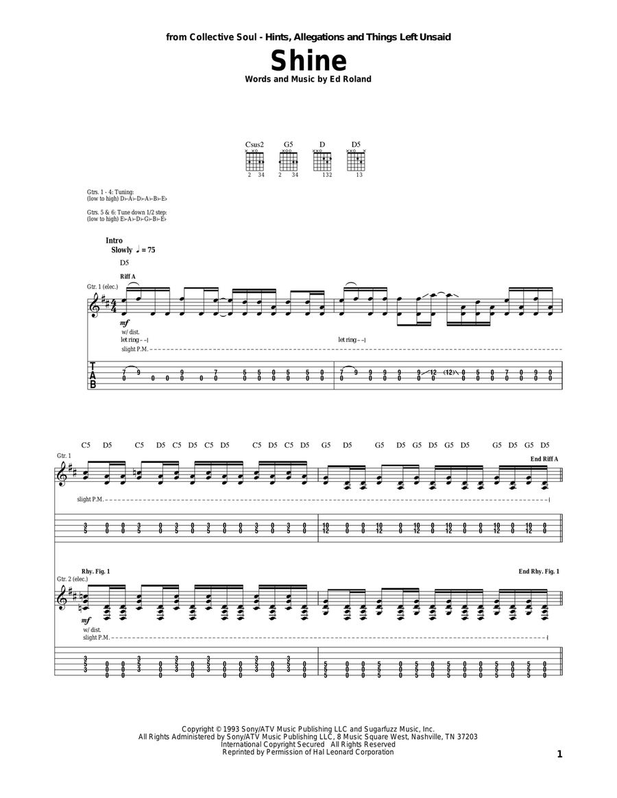 Shine Shine Acoustic Guitar scores gallery preview page 1