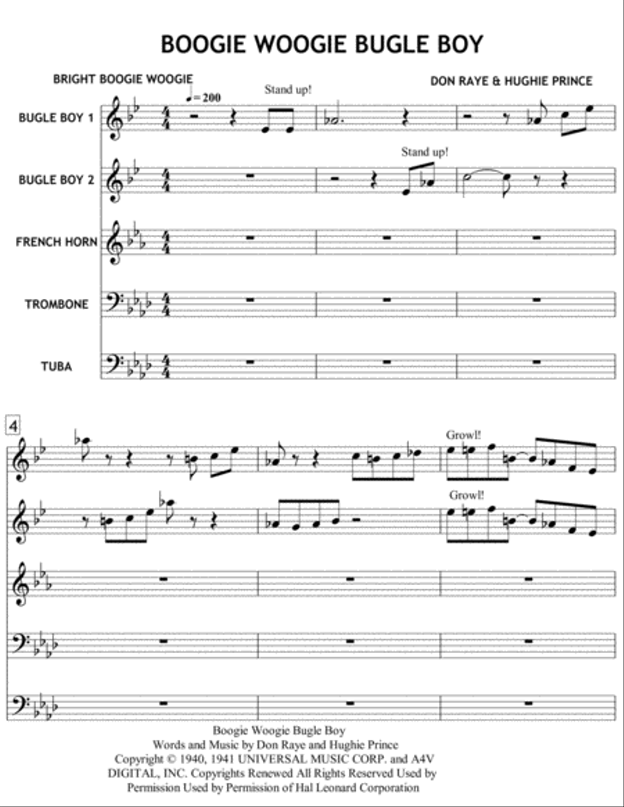 Boogie Woogie Bugle Boy School and Community scores gallery preview page 1