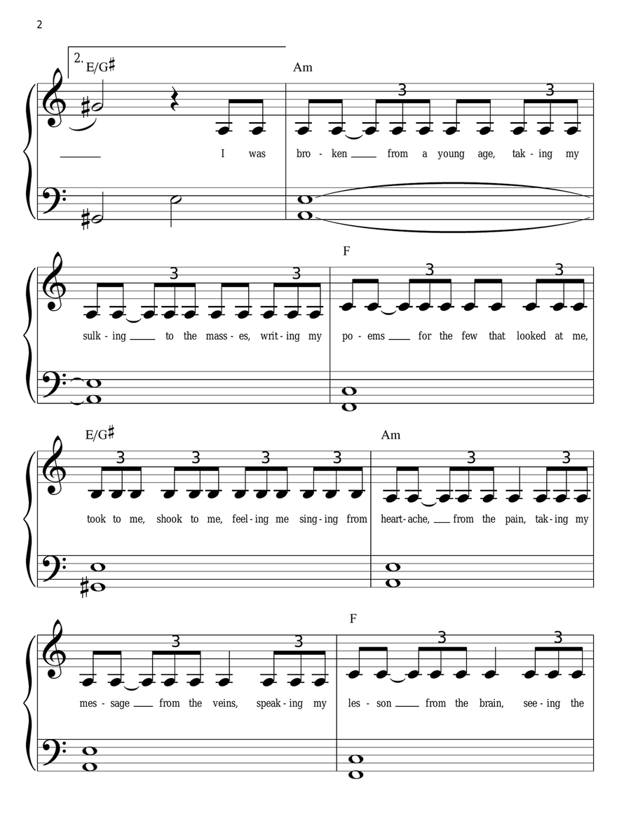 Believer Easy Piano scores gallery preview page 2