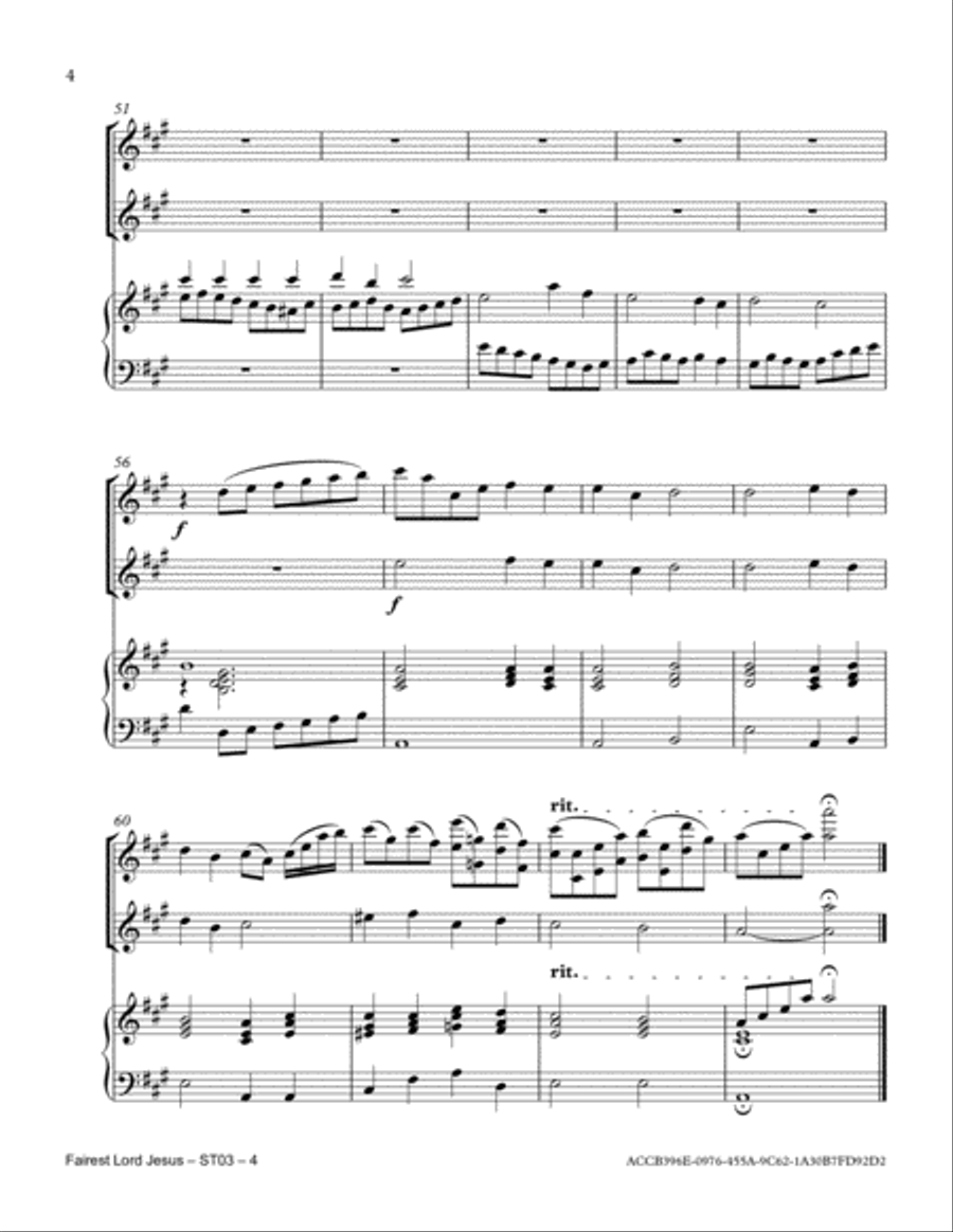 Fairest Lord Jesus String Duet scores gallery preview page 4