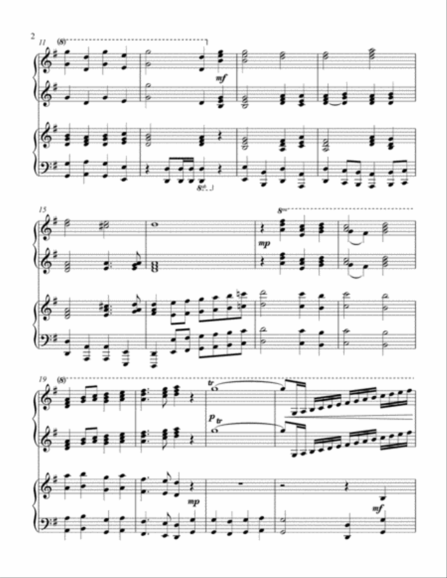 O Come, All Ye Faithful (2 piano duet) 2 Pianos, 4-Hands scores gallery preview page 3