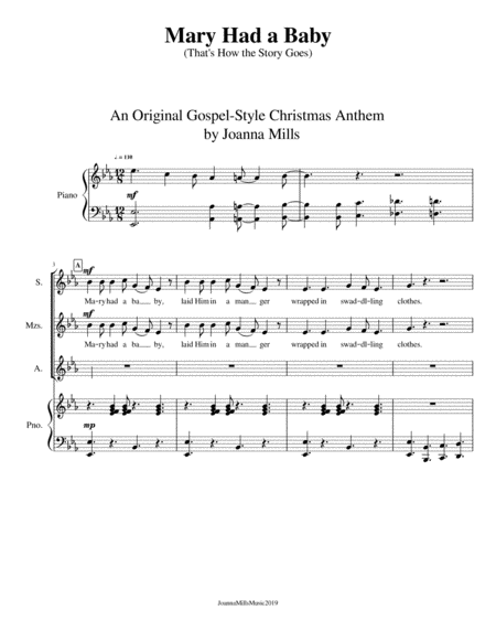 Mary Had a Baby (That's How the Story Goes) - An Original Gospel Christmas Anthem for SSA Choir image number null