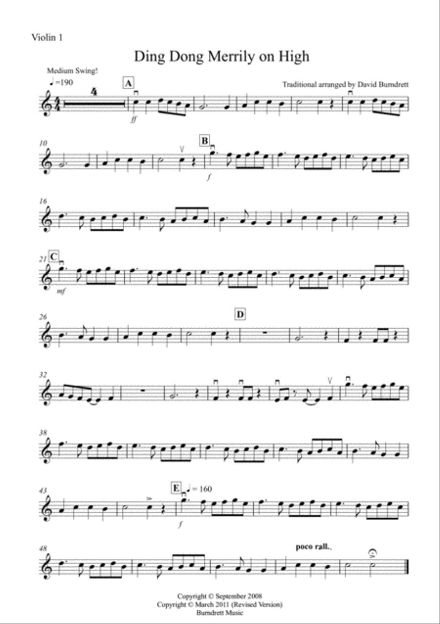 Ding Dong Merrily on High (Jazzy Style!) for String Quartet String Quartet scores gallery preview page 6