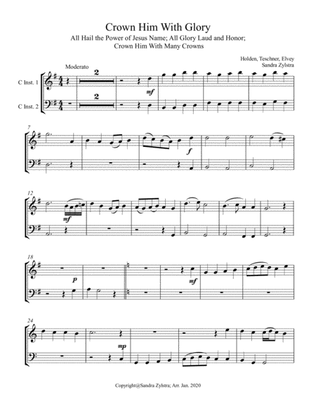 Crown Him With Glory (treble & bass C instrument duet, parts only)