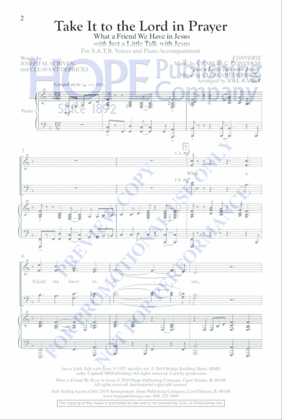 Take It to the Lord In Prayer 4-Part scores gallery preview page 2