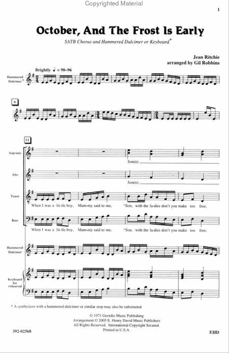 October And the Frost/Early 4-Part scores gallery preview page 2