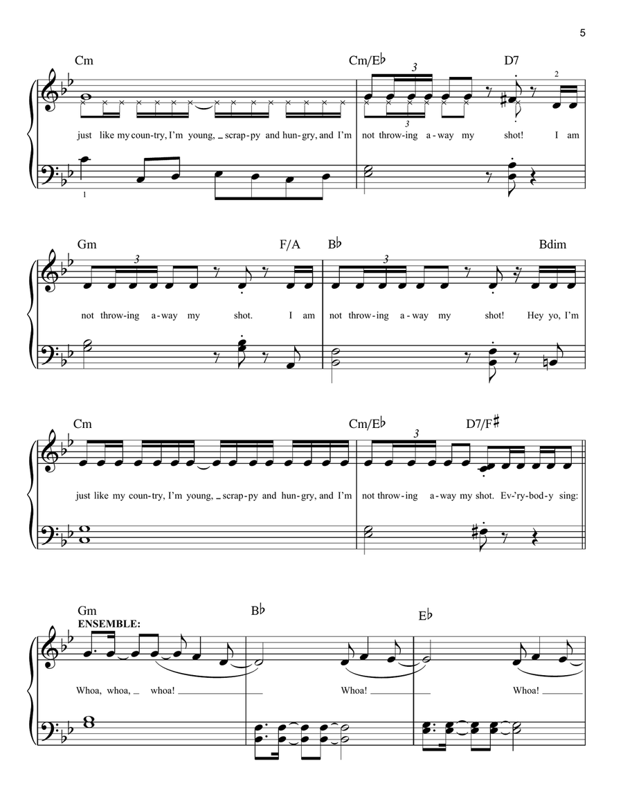 My Shot (from Hamilton) Easy Piano scores gallery preview page 5