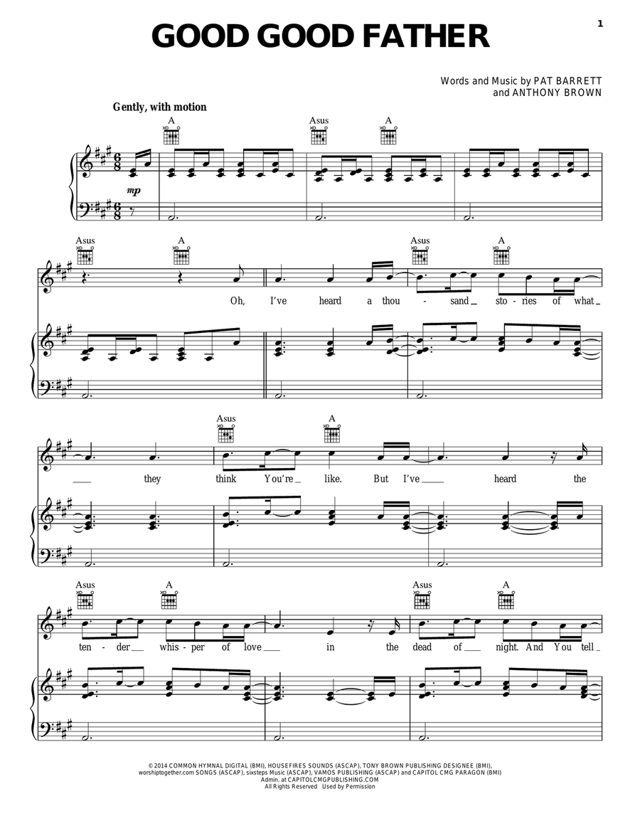 Good Good Father Piano, Vocal, Guitar scores gallery preview page 1