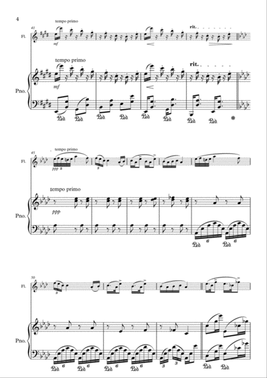 Humoresque No.3, A.Dvorak (flute and piano) Flute Solo scores gallery preview page 4