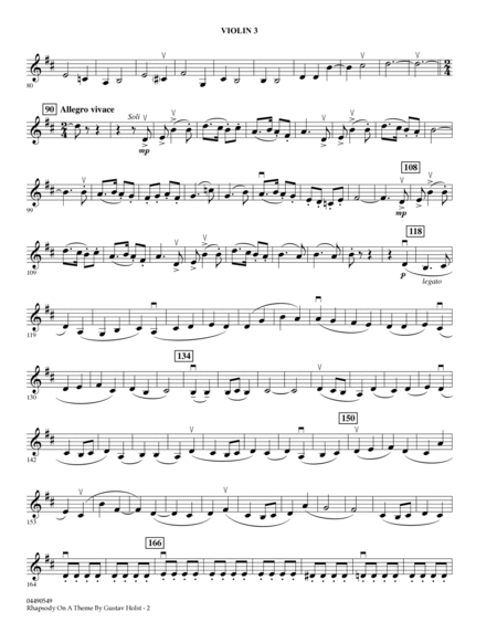 Rhapsody On A Theme by Gustav Holst - Violin 3 (Viola Treble Clef)