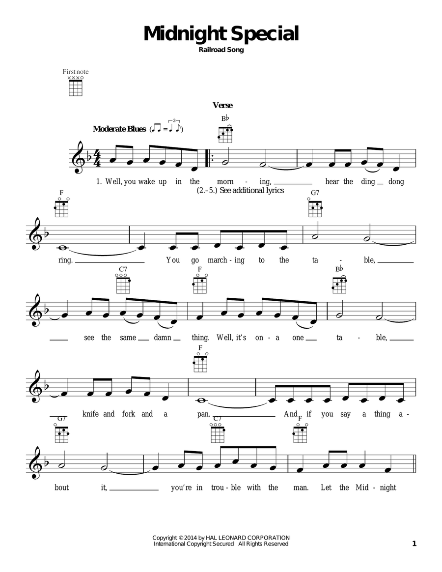 Midnight Special Midnight Special Ukulele scores gallery preview page 1