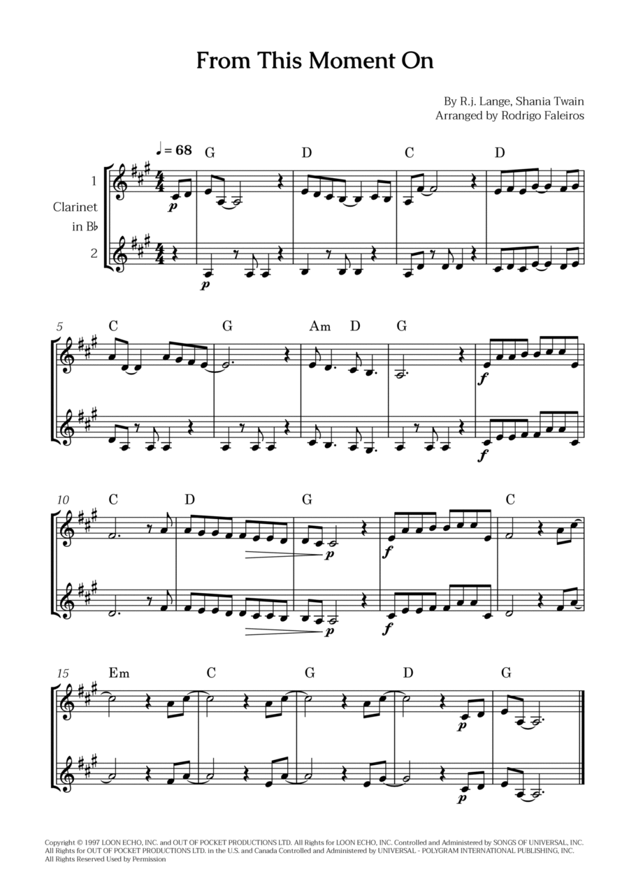 From This Moment On Clarinet Duet scores gallery preview page 1