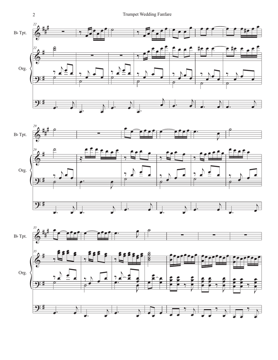 Trumpet Wedding Fanfare B-Flat Trumpet scores gallery preview page 2