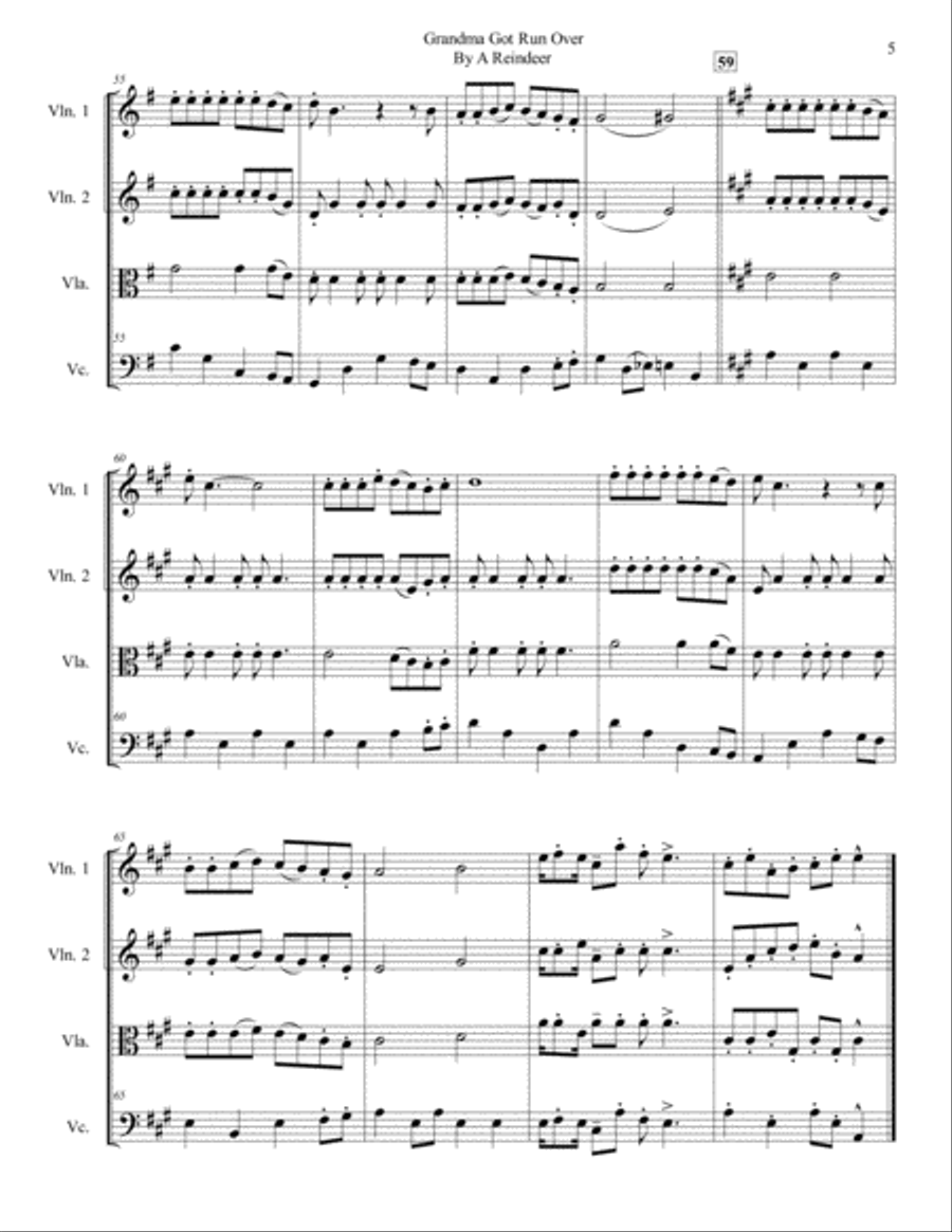 Grandma Got Run Over By A Reindeer String Quartet scores gallery preview page 6