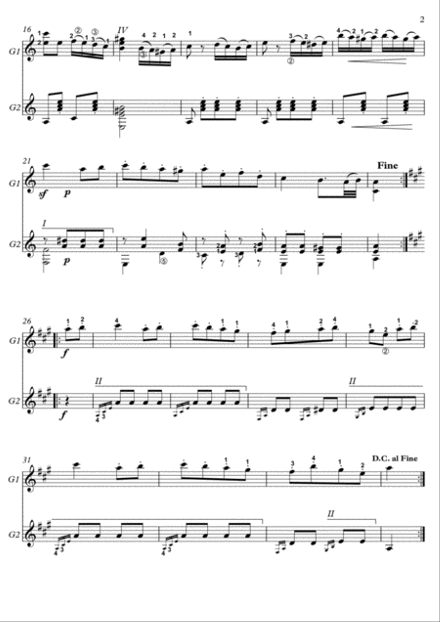 Guitar duet Alla turca by Mozart Acoustic Guitar scores gallery preview page 2