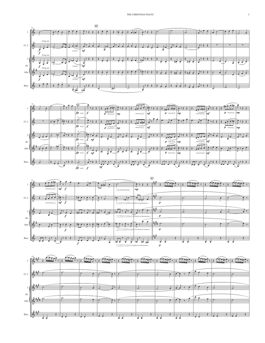 The Christmas Waltz Clarinet Quartet scores gallery preview page 3