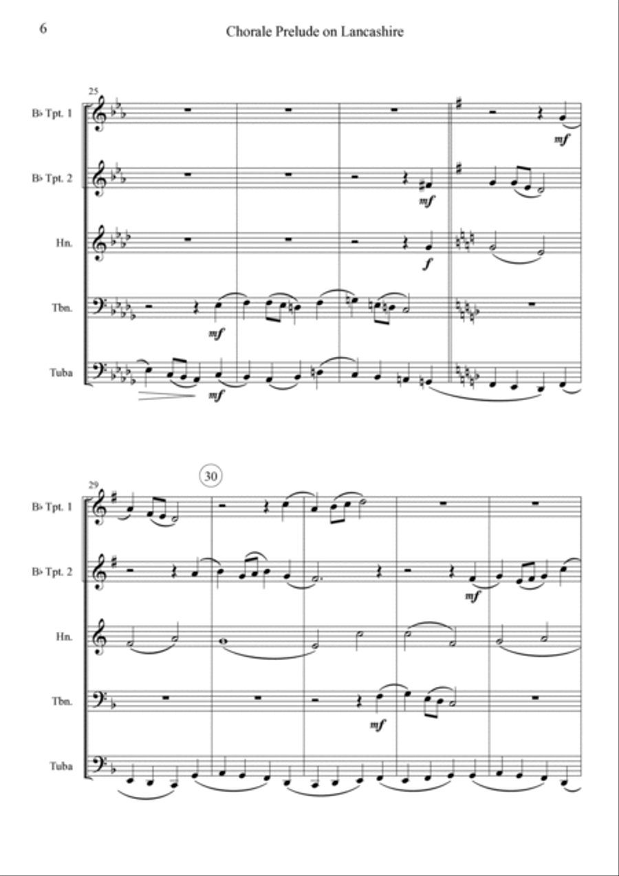 Chorale Prelude on Lancashire - Brass Quintet Brass Quintet scores gallery preview page 6