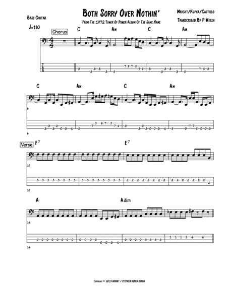 Both Sorry Over Nothin' (Bass Guitar TAB)