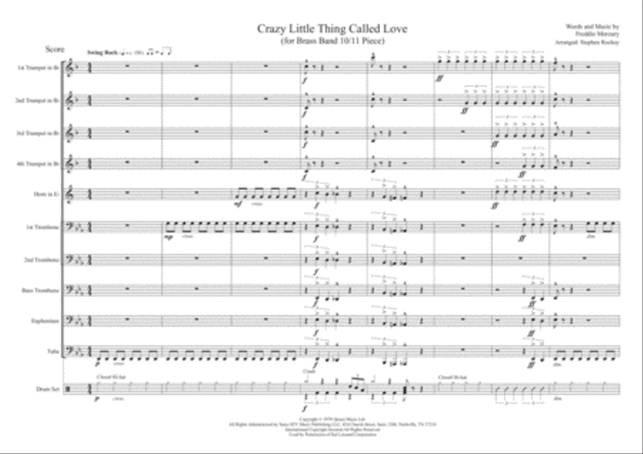 Crazy Little Thing Called Love Brass Ensemble scores gallery preview page 3