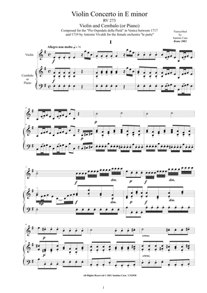 Vivaldi - Violin Concerto in E minor RV 273 for Violin and Cembalo (or Piano)