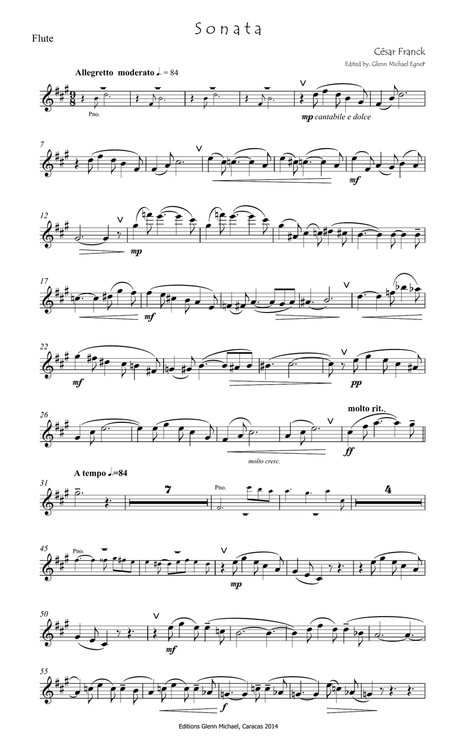 Franck, Sonata for flulte & piano Flute Solo scores gallery preview page 2