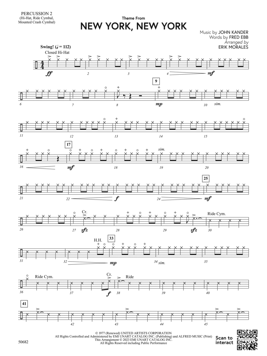 Theme from New York, New York: 2nd Percussion Concert Band scores gallery preview page 1