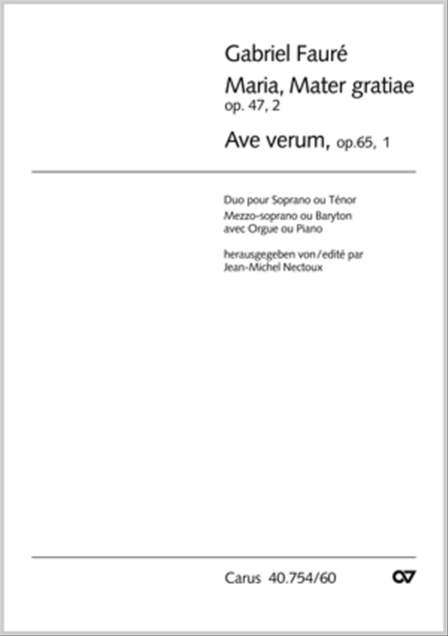 Faure: Ave verum; Maria, Mater gratiae Score scores gallery preview page 1