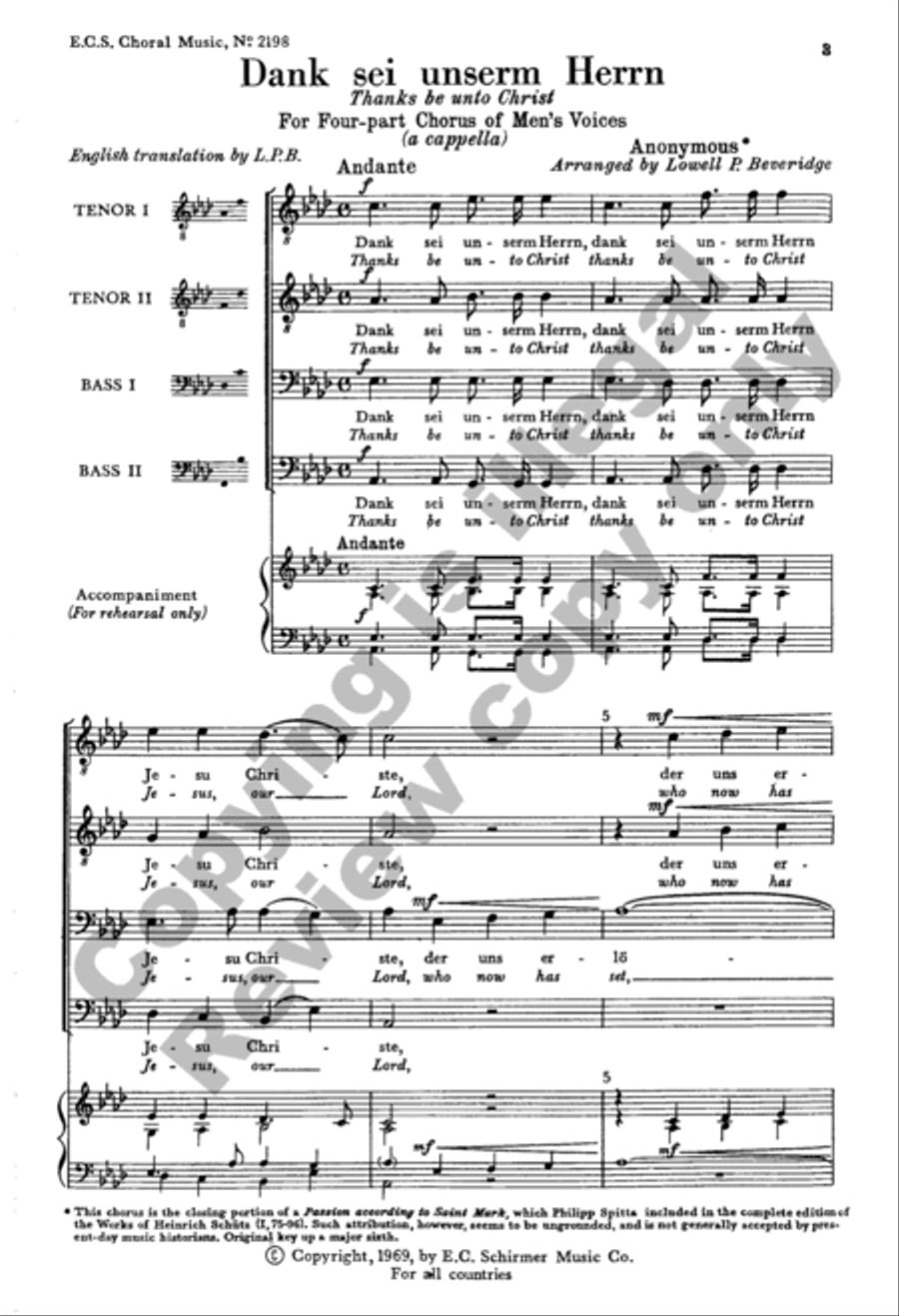 Thanks Be Unto Christ (Dank sei unserm Herrn) TTBB scores gallery preview page 2