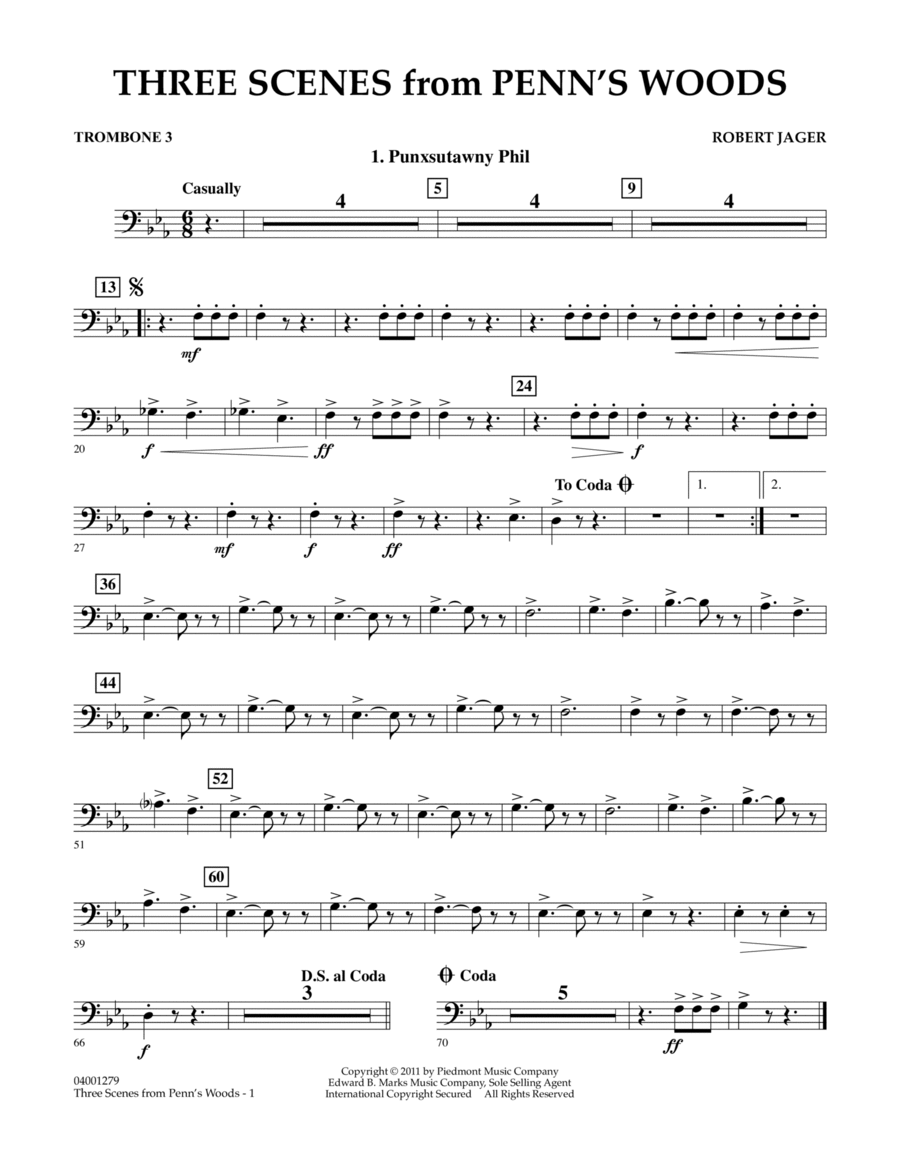 Three Scenes From Penn's Woods - Trombone 3 Concert Band scores gallery preview page 1