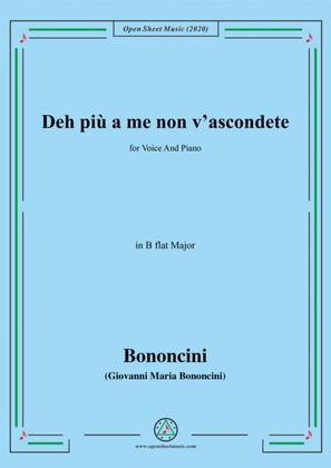 Book cover for Bononcini,G.M.-Deh più a me non v'ascondete,in B flat Major,for Voice and Piano