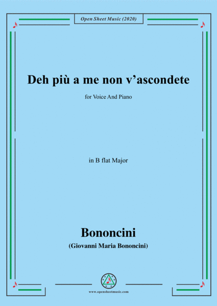 Bononcini,G.M.-Deh più a me non v'ascondete,in B flat Major,for Voice and Piano