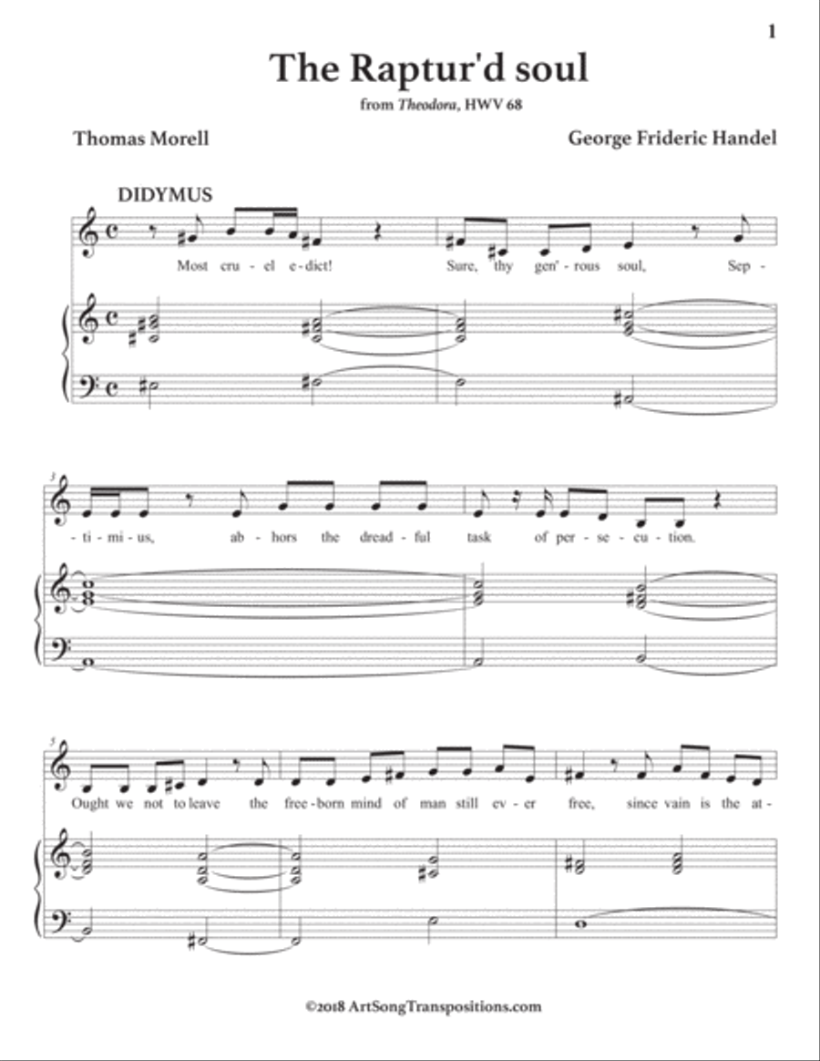 HANDEL: The Raptur'd soul (transposed to D major) Voice scores gallery preview page 2