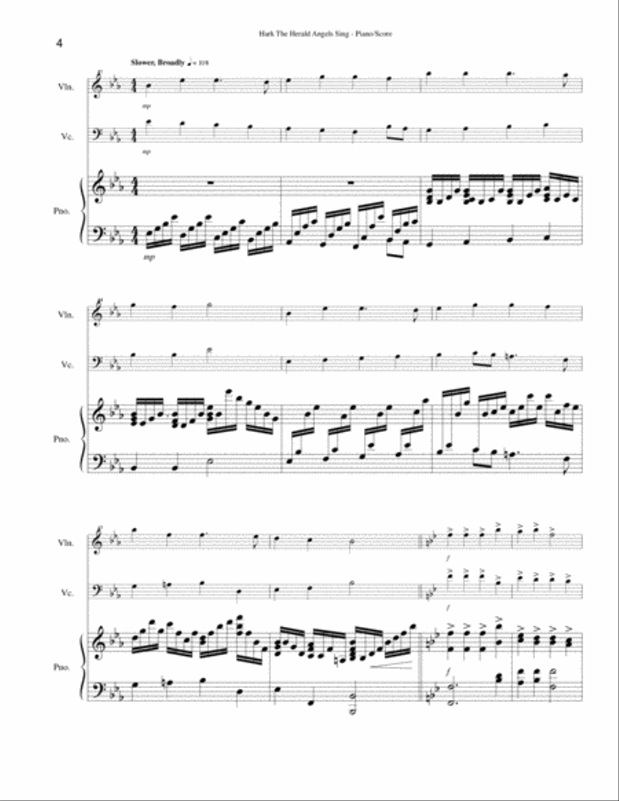 Hark! The Herald Angels Sing Hark! The Herald Angels Sing Piano Trio scores gallery preview page 4