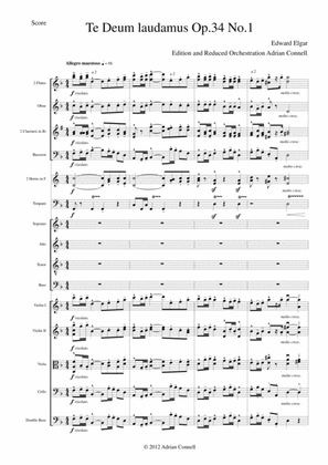 Elgar - Te Deum - Reduced Orchestration - Full Score